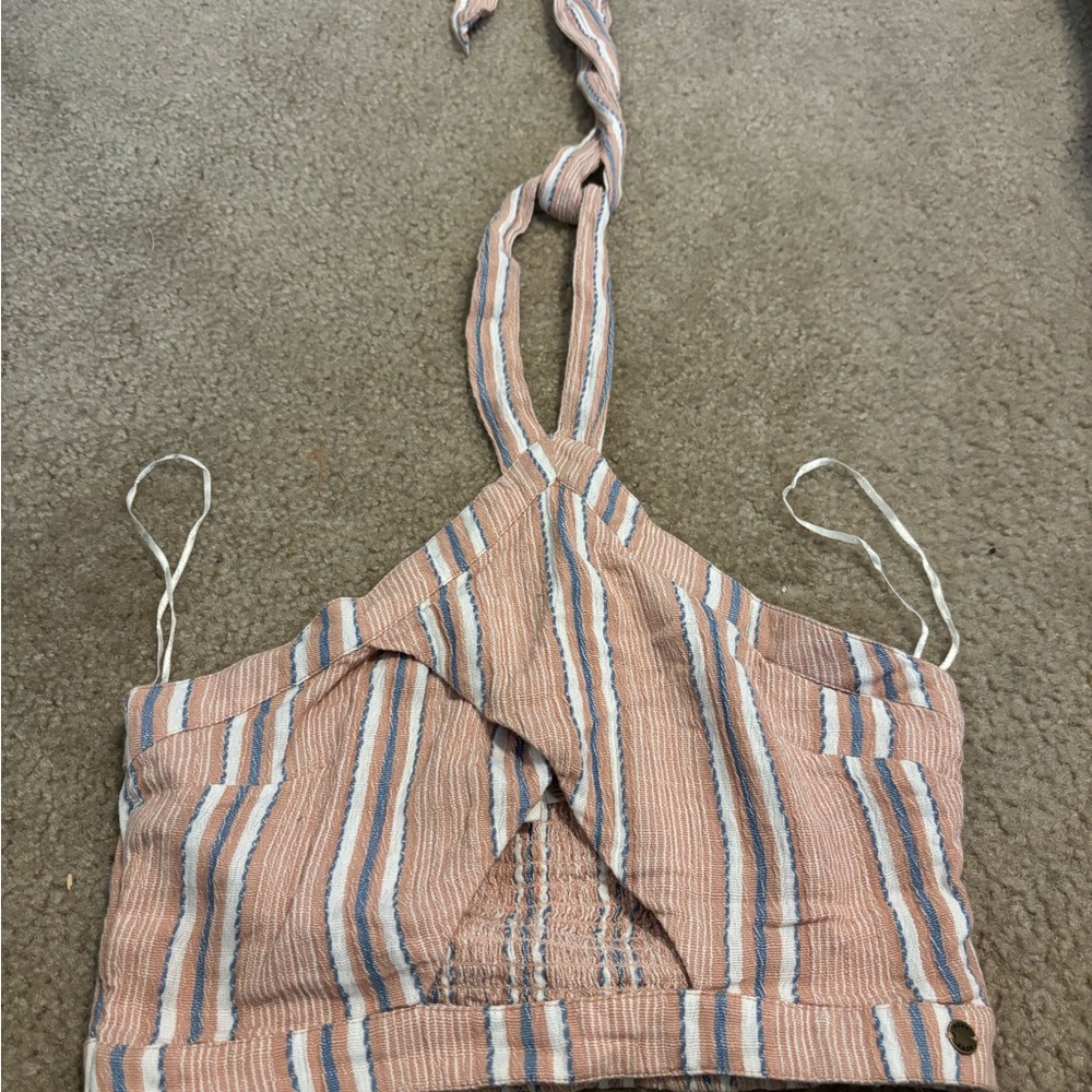 Roxy Pink and Blue Striped Crop Top